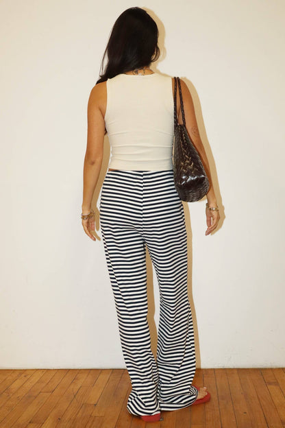 Horse Embroidered Ribbed Tank Top: Butter / M