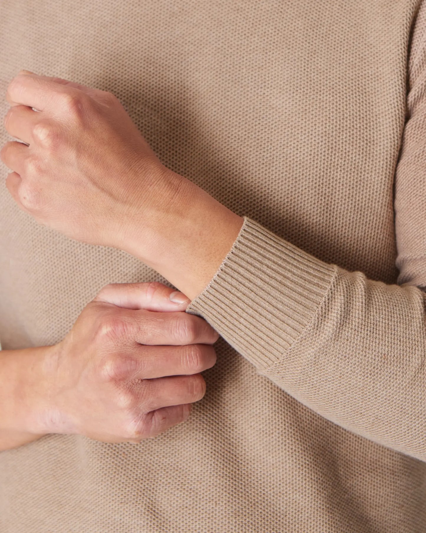 Crew Sweater | Heather Camel Pique