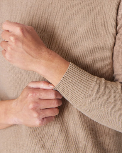 Crew Sweater | Heather Camel Pique