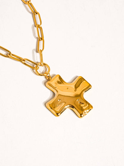 Bari 18K Non-Tarnish Cross Chain Necklace: Yellow Gold