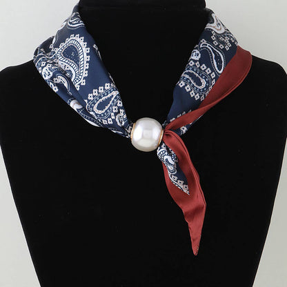 Antique Pearl Stone Toggle Scarf Necklace: BK