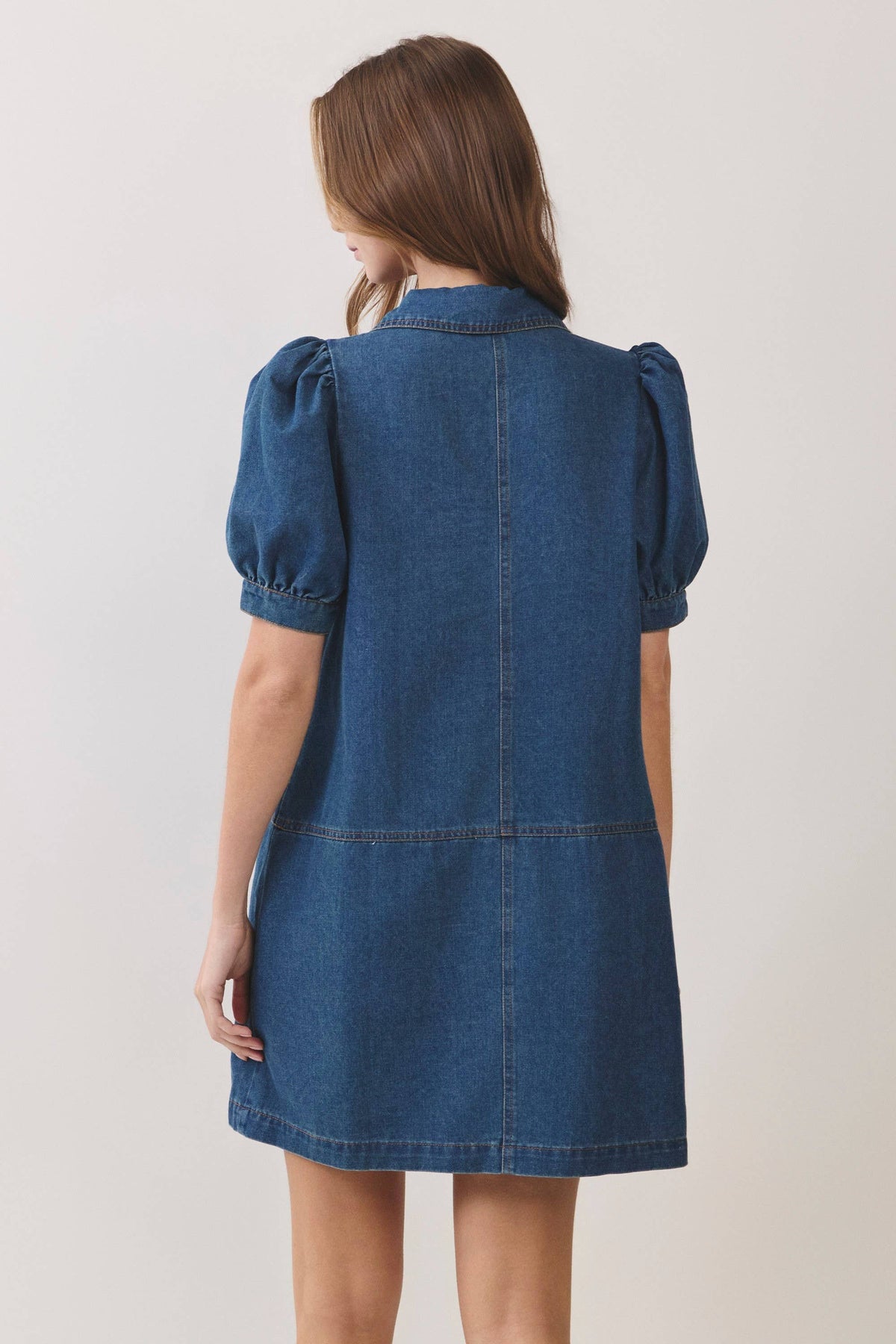 Darcy Puff Sleeve Denim Mini Dress: Denim