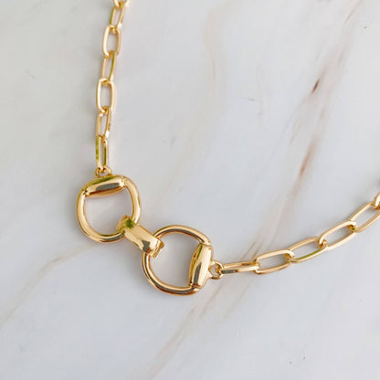 Equestrian Pendant Chain Necklace: Gold