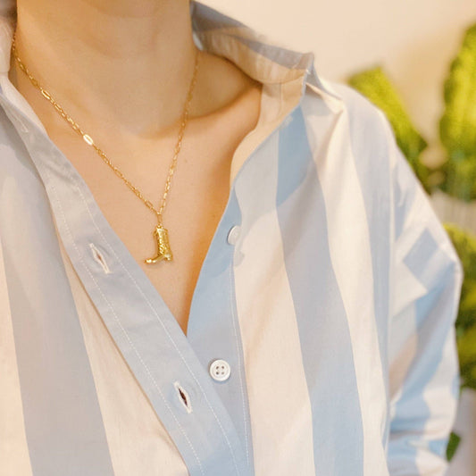 Beatrice Golden Cowgirl Boot Necklace