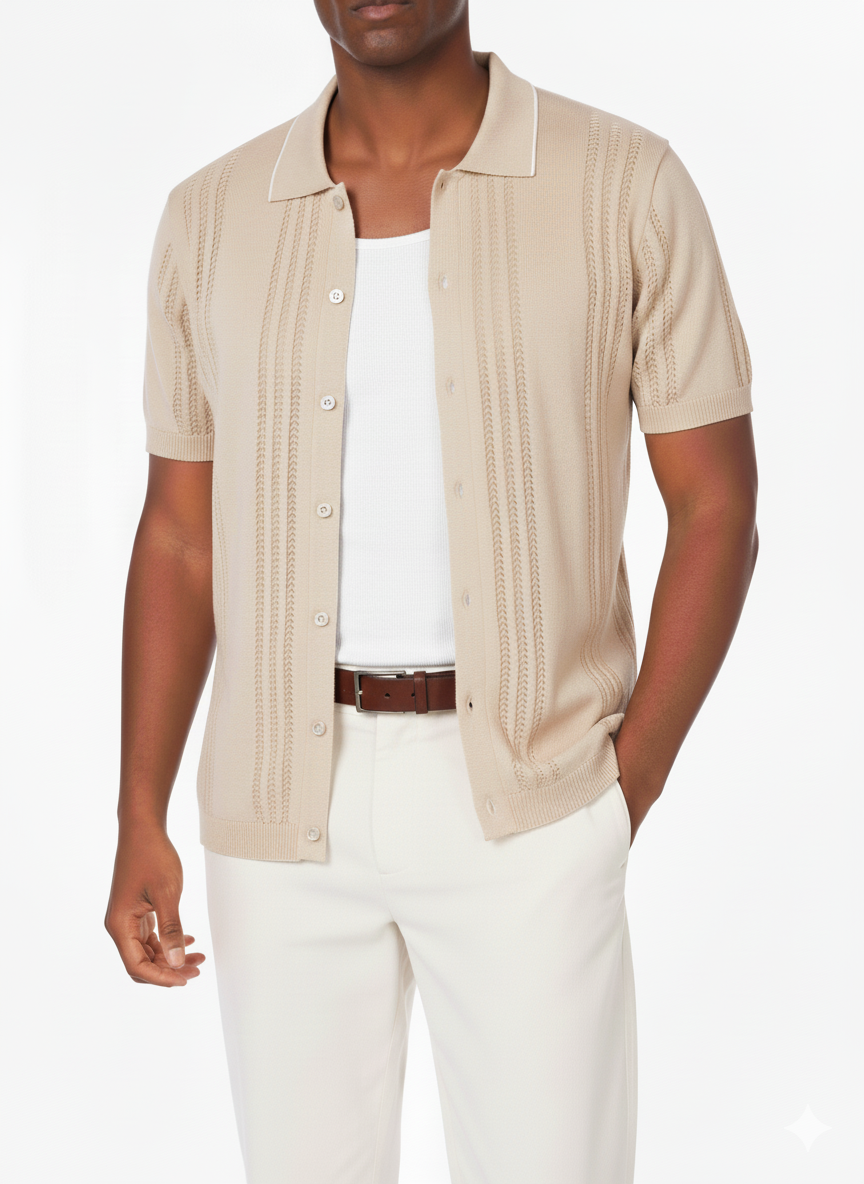 Men's Textured Polo Shirt: HB-0007 / M