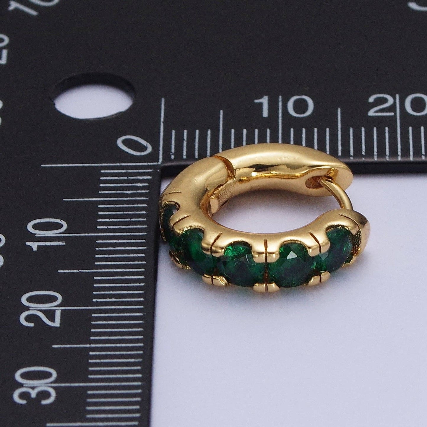 24K Gold Emerald Green Micro Pave Cubic Zirconia