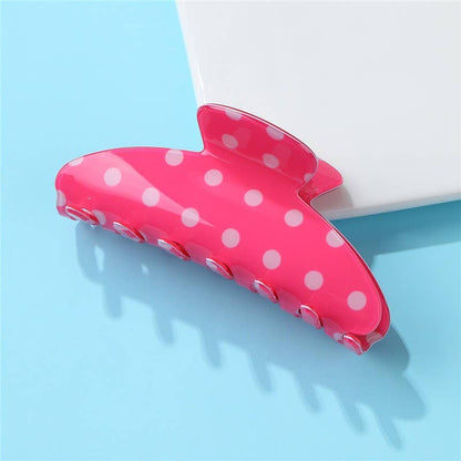 Retro Polka Dot Hair Claw - Glossy Spotted French | 40H1099: Off White
