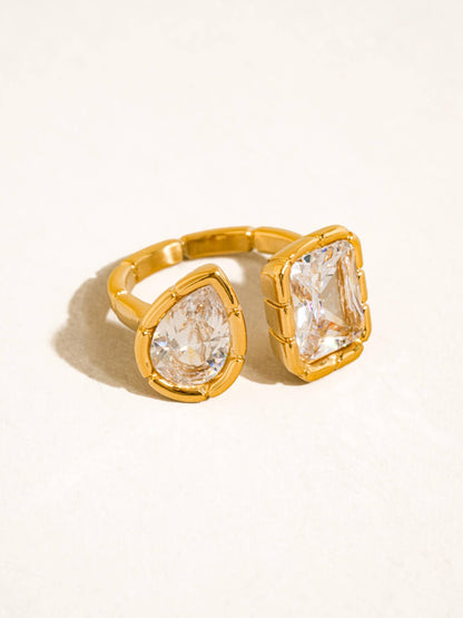 Serréa 18K Gold Non-Tarnish CZ Adjustable Ring: Multi-Colored