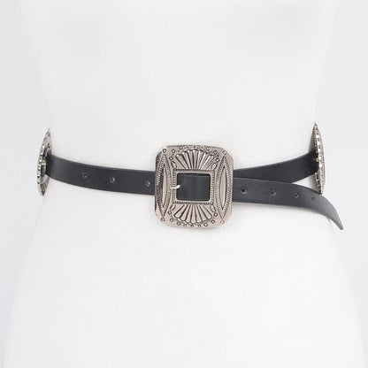 Faux Leather Western Style Multi Metal Women's Belt: CM