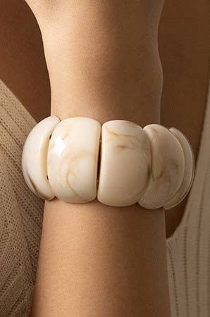 Color-Block Acrylic Stretch Cord Bracelet : IVORY