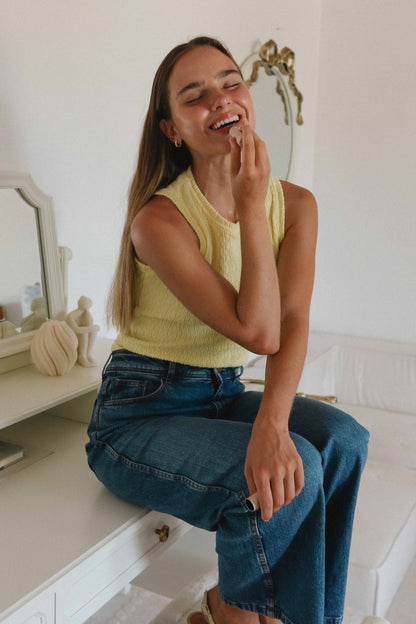 Bonneville Knit Texture Top Yellow: Butter