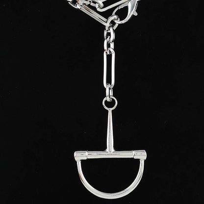 Helena Mixed-Link Equestrian Pendant Necklace: Silver