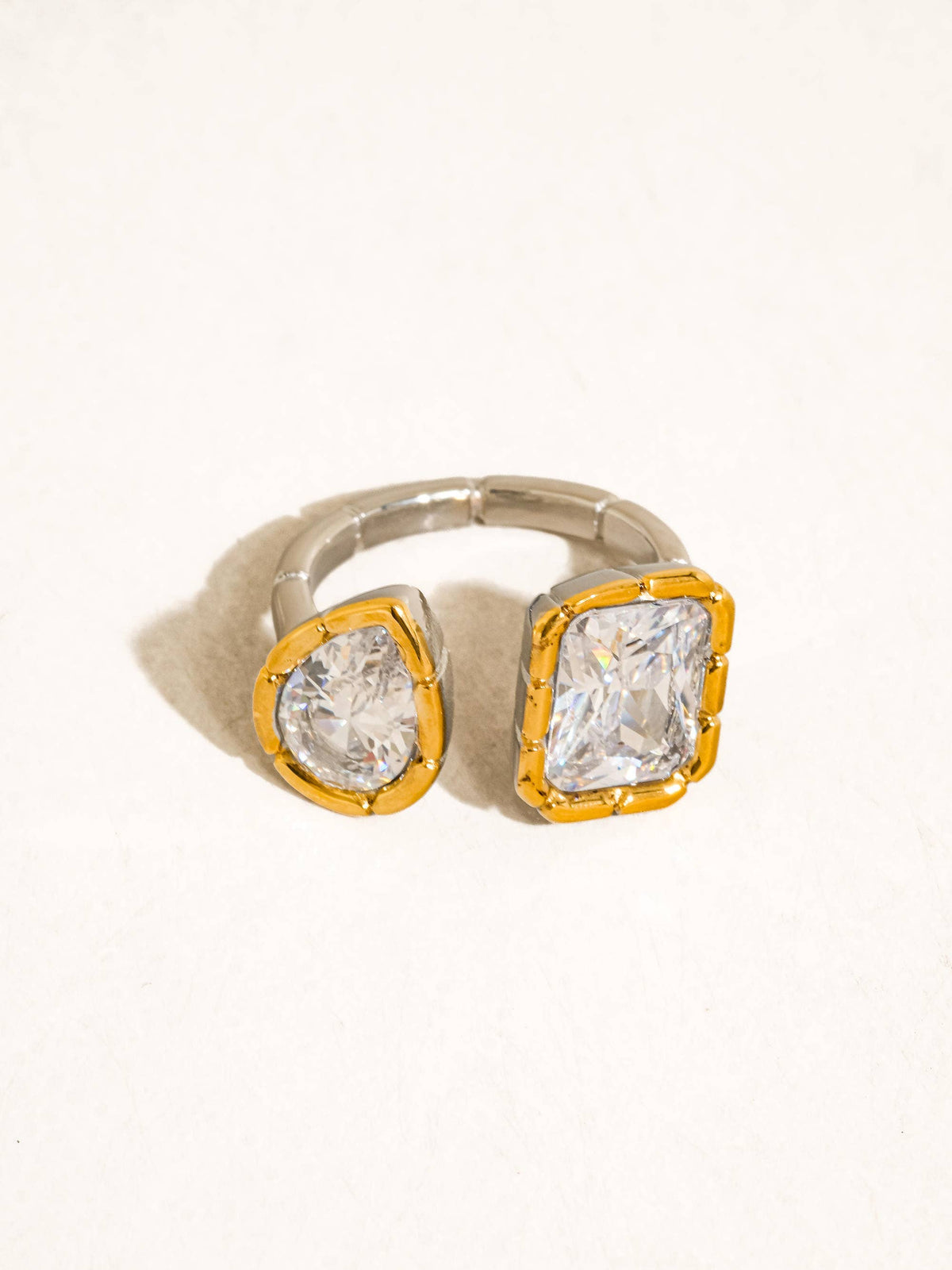 Serréa 18K Gold Non-Tarnish CZ Adjustable Ring: Multi-Colored