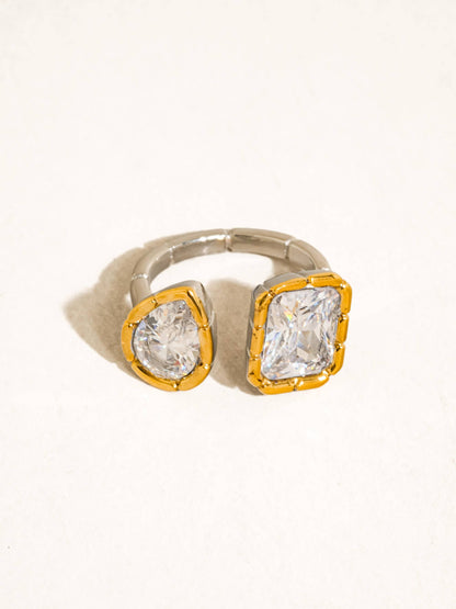 Serréa 18K Gold Non-Tarnish CZ Adjustable Ring: Multi-Colored