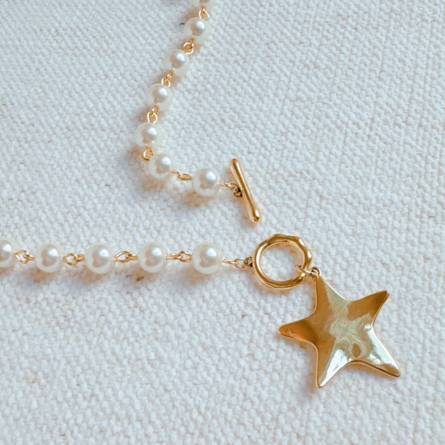 Molten Star Pearl Chain Necklace