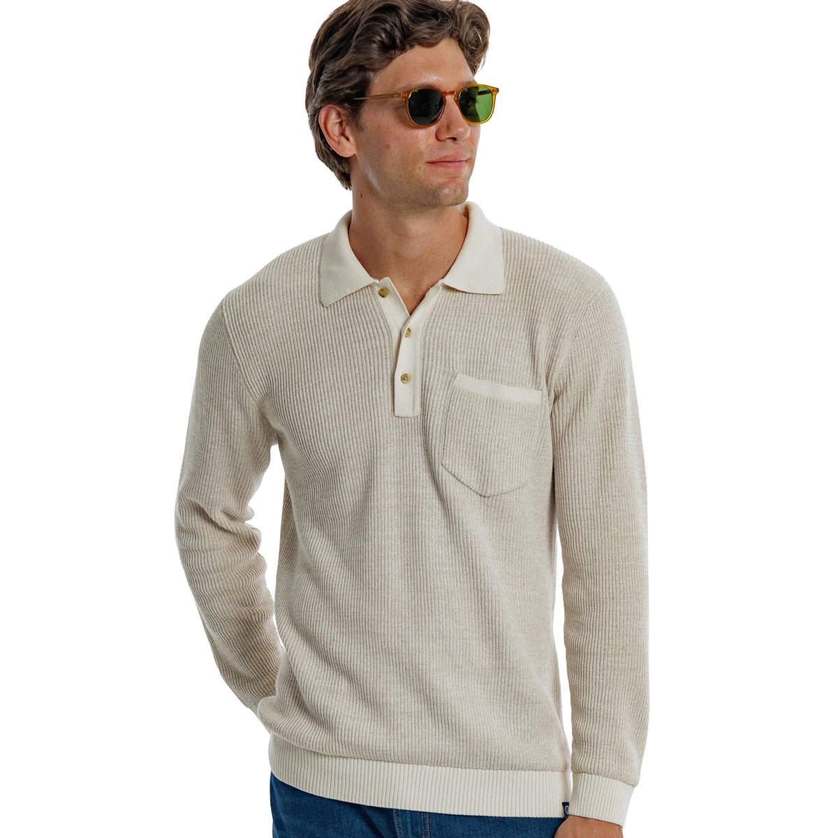 Long Sleeve Bungalow Sweater Polo: OAT