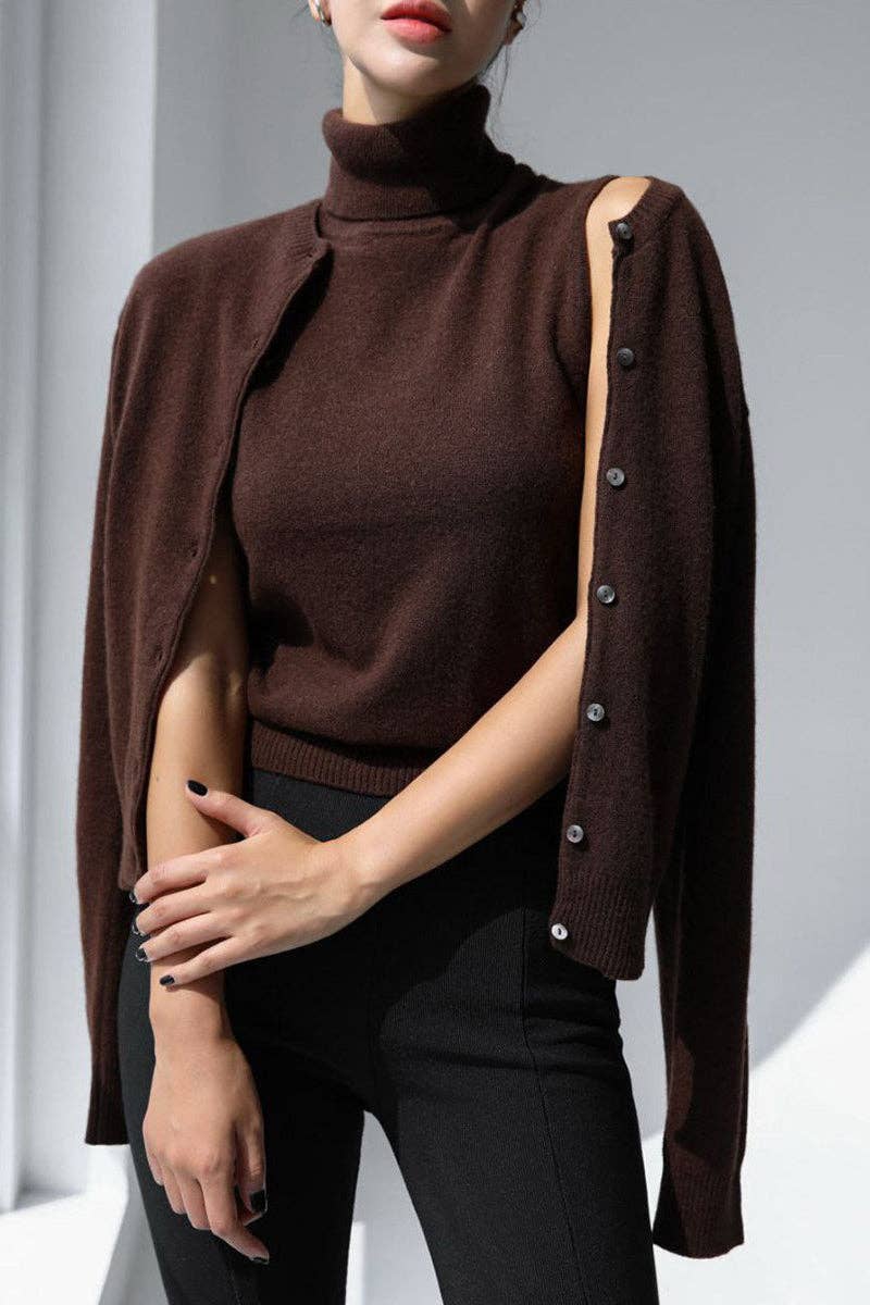 Sleeveless Turtleneck Tank Top: GREEN / S
