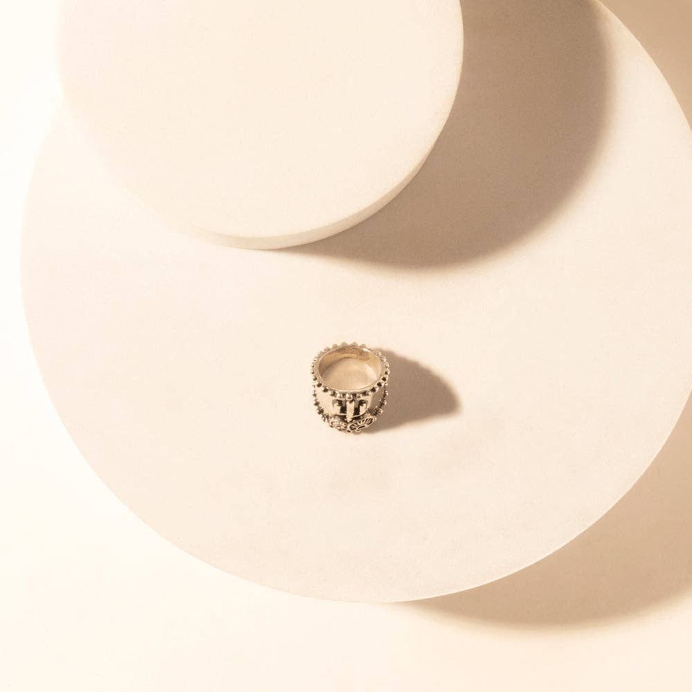 Cactus Country adjustable Ring for Women with engraved cactus detail for everyday western wear: Silver