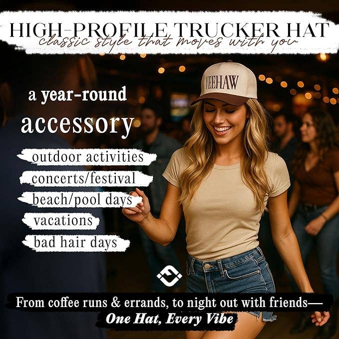Two Tone Cap - Yeehaw - Brown/Beige