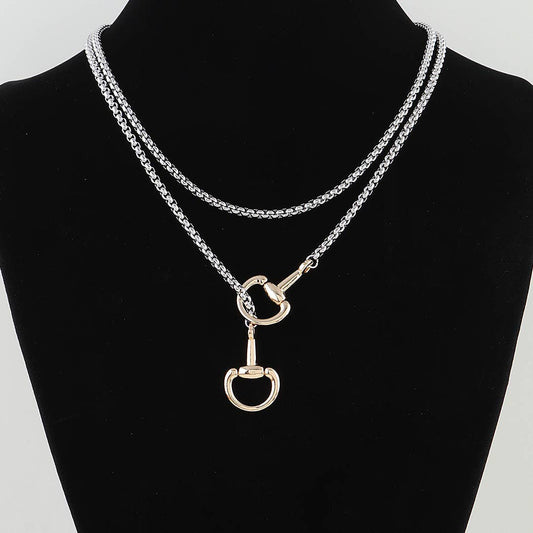 Camila Polished Toggle Loop Box Chain Necklace: Gold & Silver