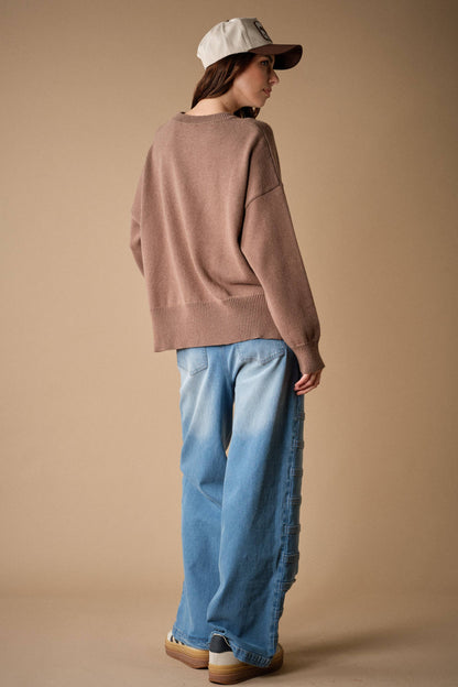 60101W Embroidered Horseshoe Sweater: IVORY / S-M-L (2-2-2)