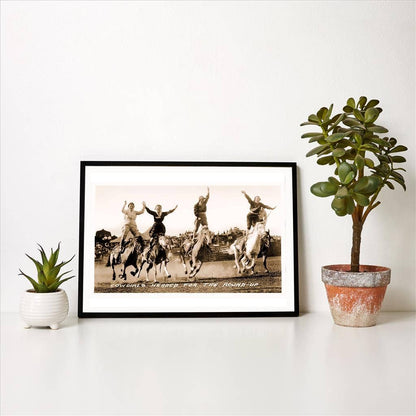 Art Print CG-20 Cowgirls Standing on Horses