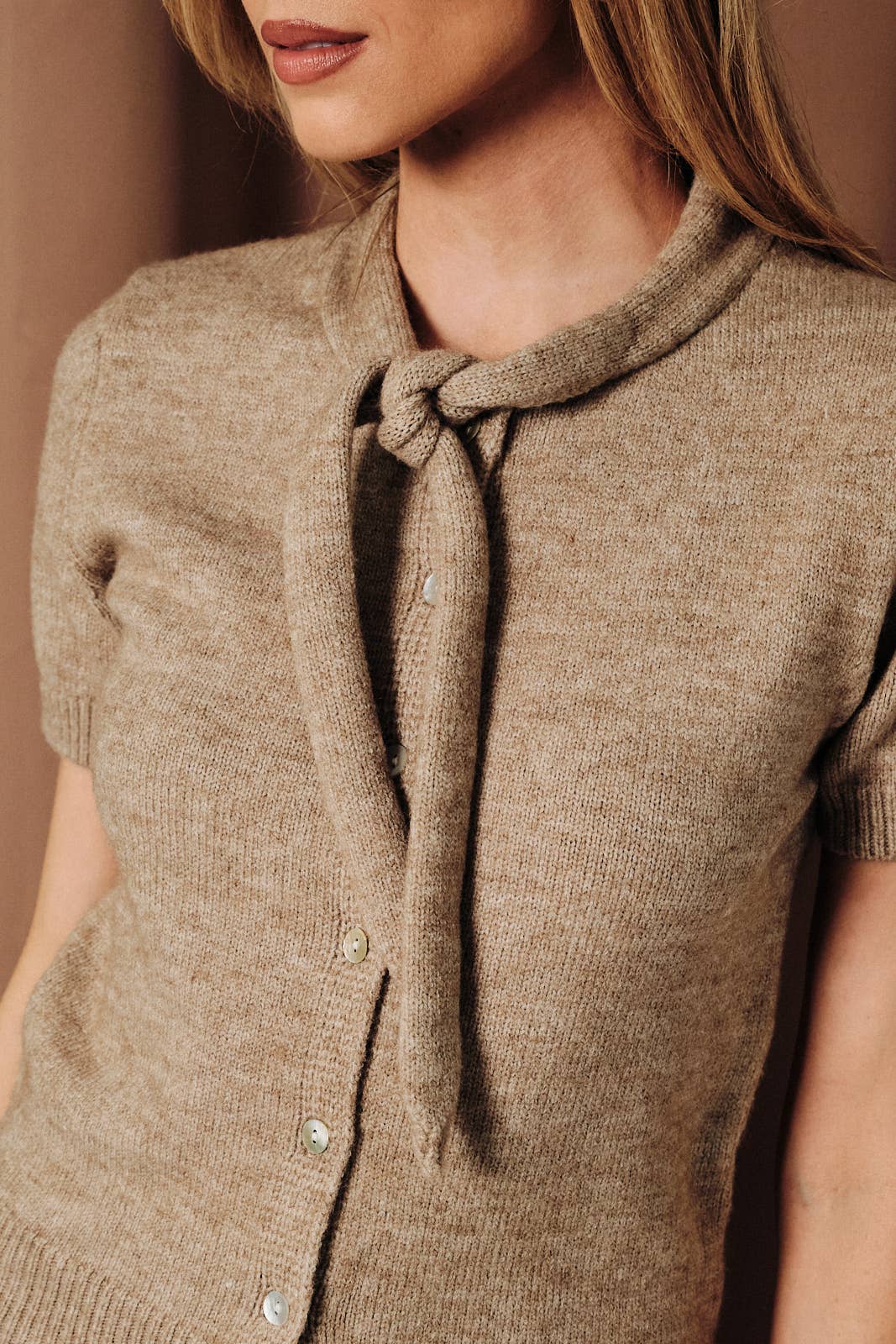 Audrey Scarf Sweater Top: Oatmeal