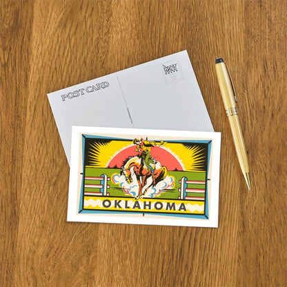 Postcard OK-135 Bucking Bronco, Cowboy