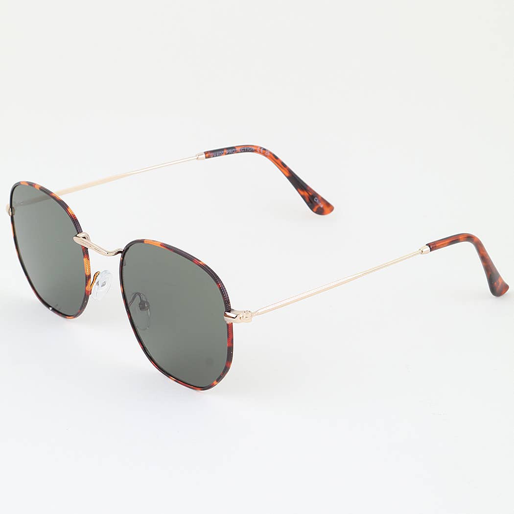 Ribbed Tortoise Box Tinted Sunglasses: MIX