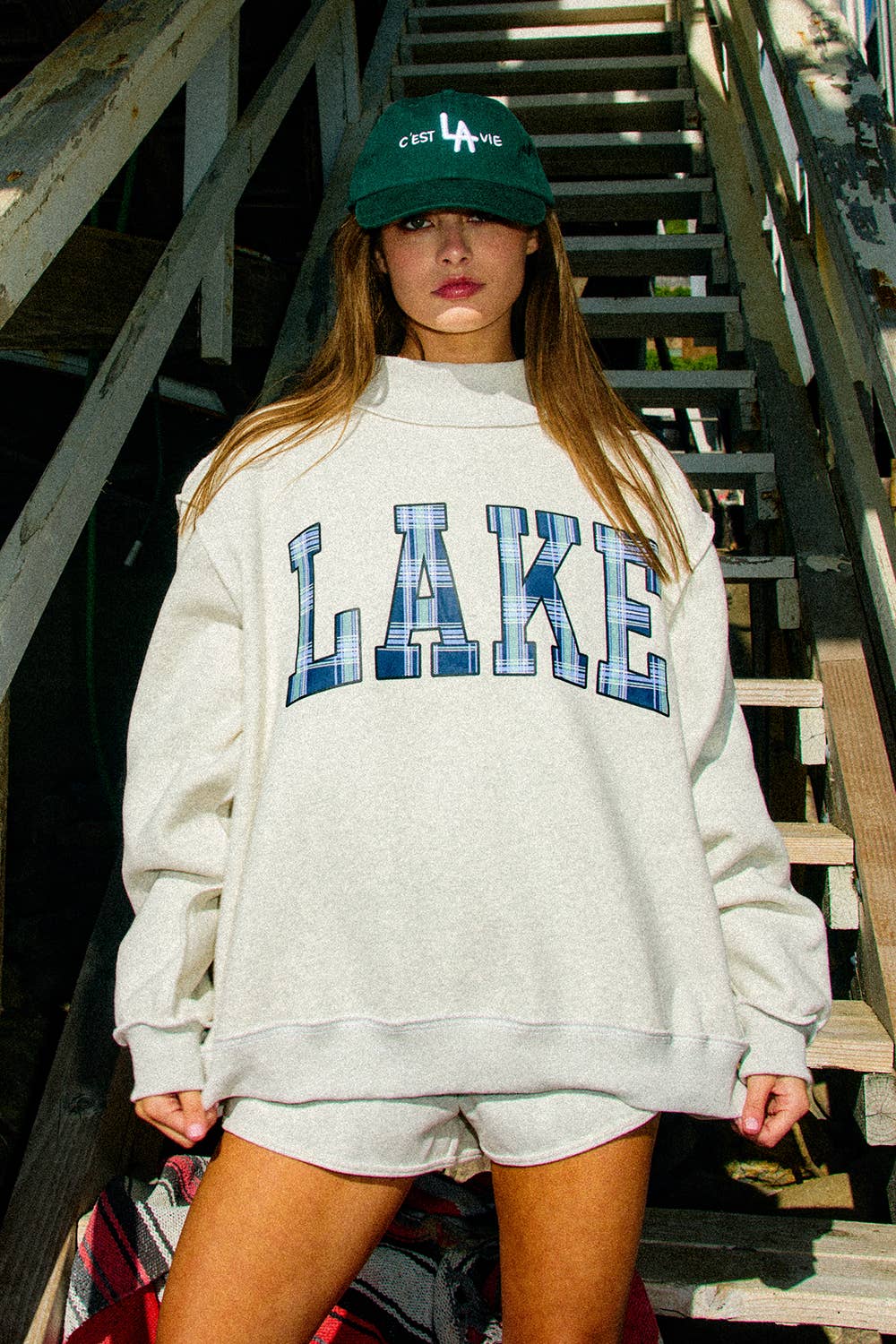 LAKE/MOUNTAIN Reversible Mock-neck Sweatshirt: ASH GREY