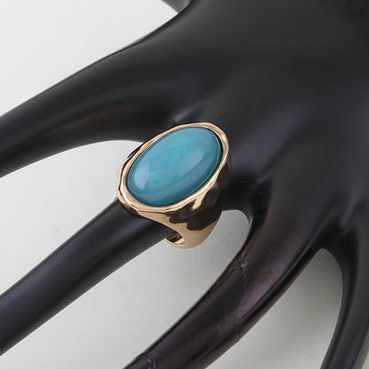 Polished Oval Stone Statement Ring: GBR
