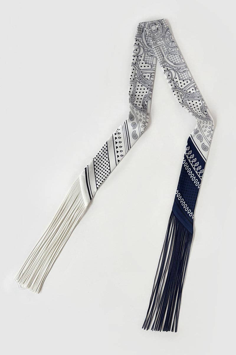 Printed Fringed Detail Scarf: 1 / One Size