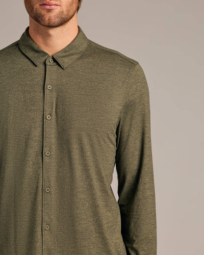 Dark Heather Military Green Long Sleeve Comfort Shirt
