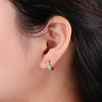 Turquoise Hoop Earrings • turquoise gold cartilage hoop • turquoise huggie hoop earrings • Something Blue Jewelry