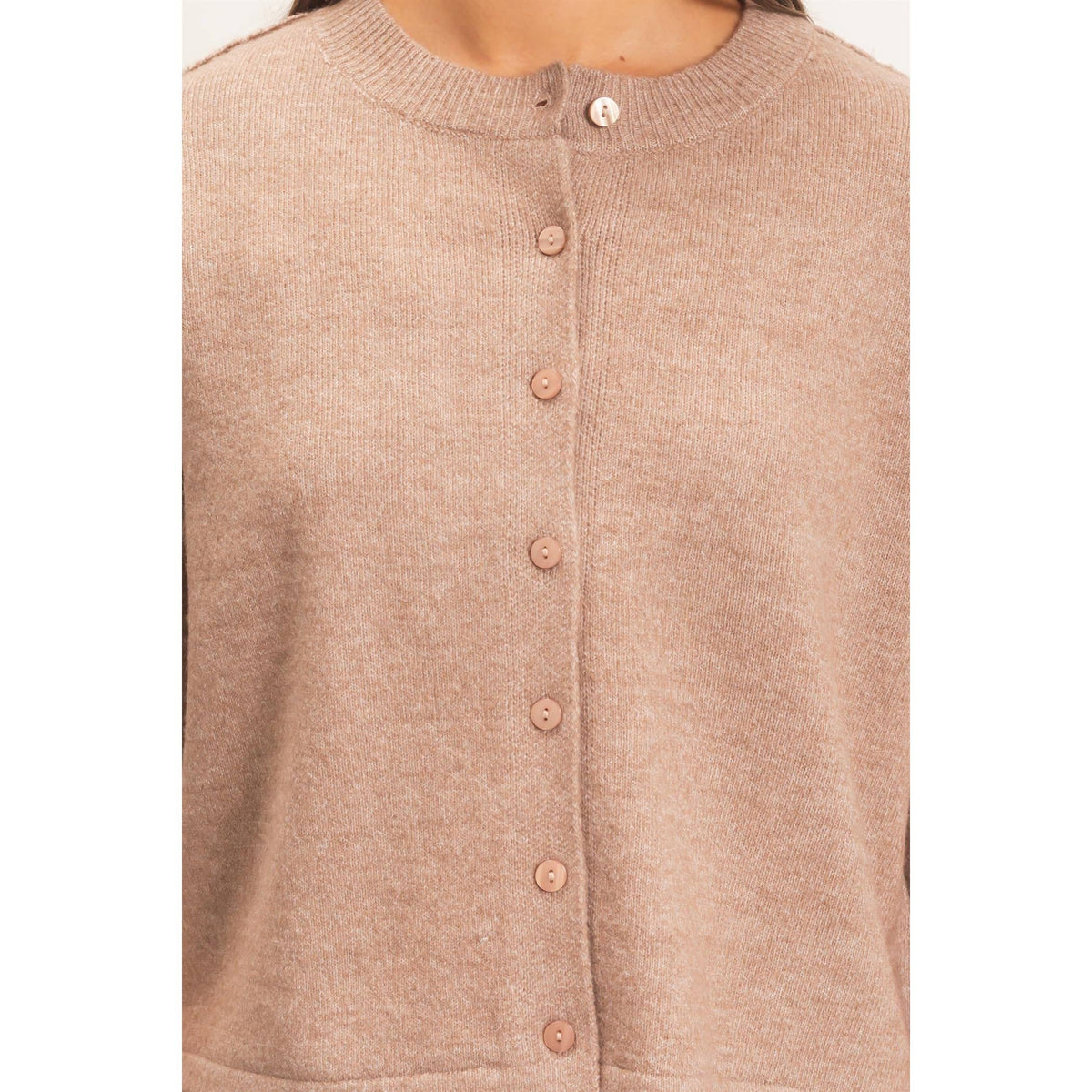 Ada Short Sleeve Cardigan: Dark Taupe