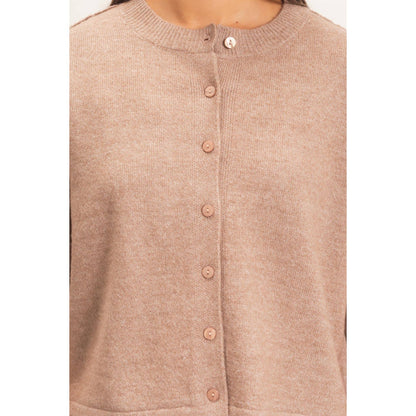 Ada Short Sleeve Cardigan: Dark Taupe