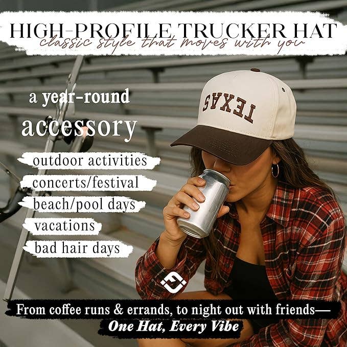 Two Tone Embroidered Cap - Texas (Upside Down) - Brown/Beige
