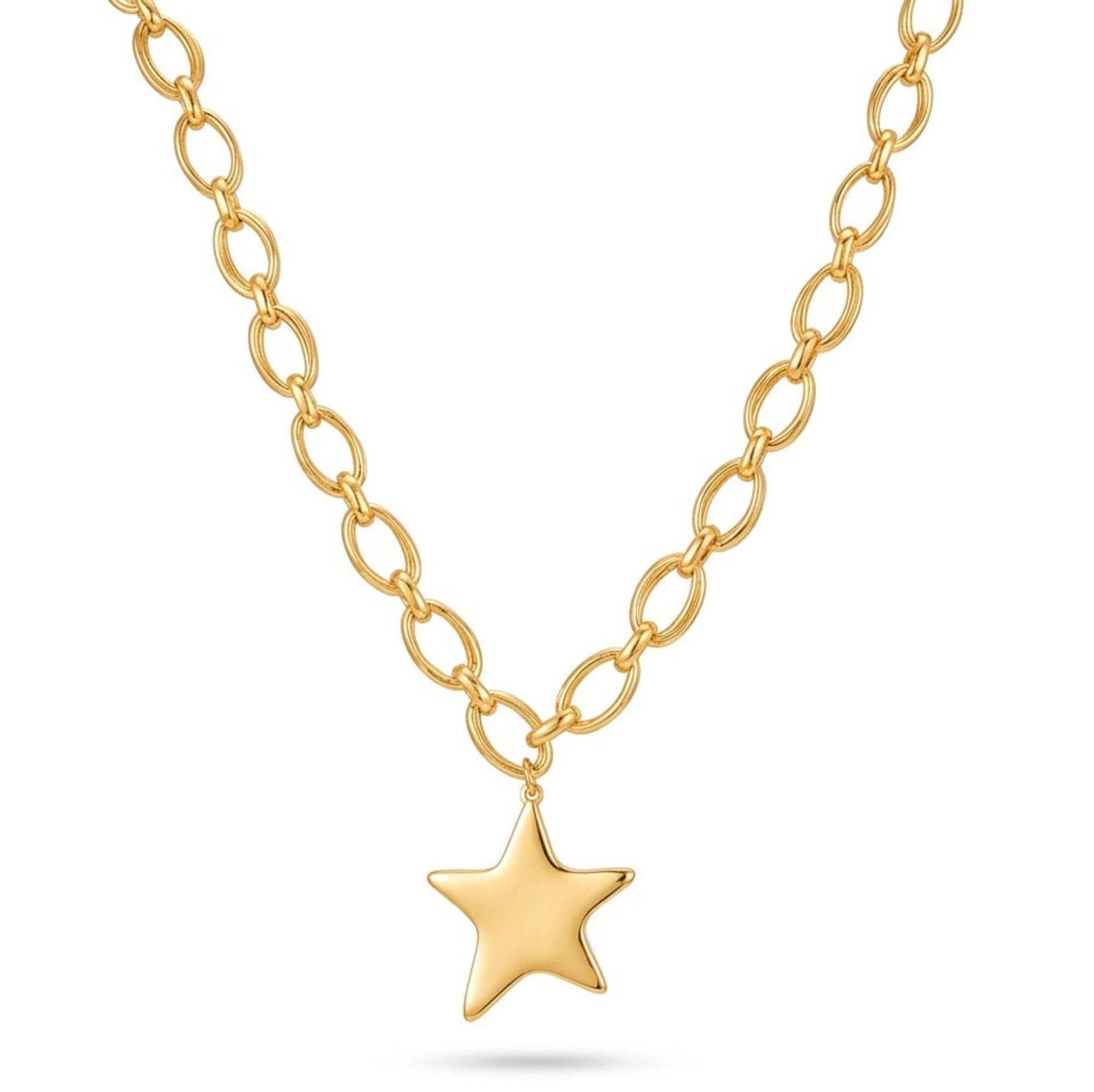 Molten Star Charm Link Chain Necklace – Gold Statement