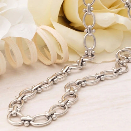 Stainless Steel Round and Bead Chain Necklace: Stainless