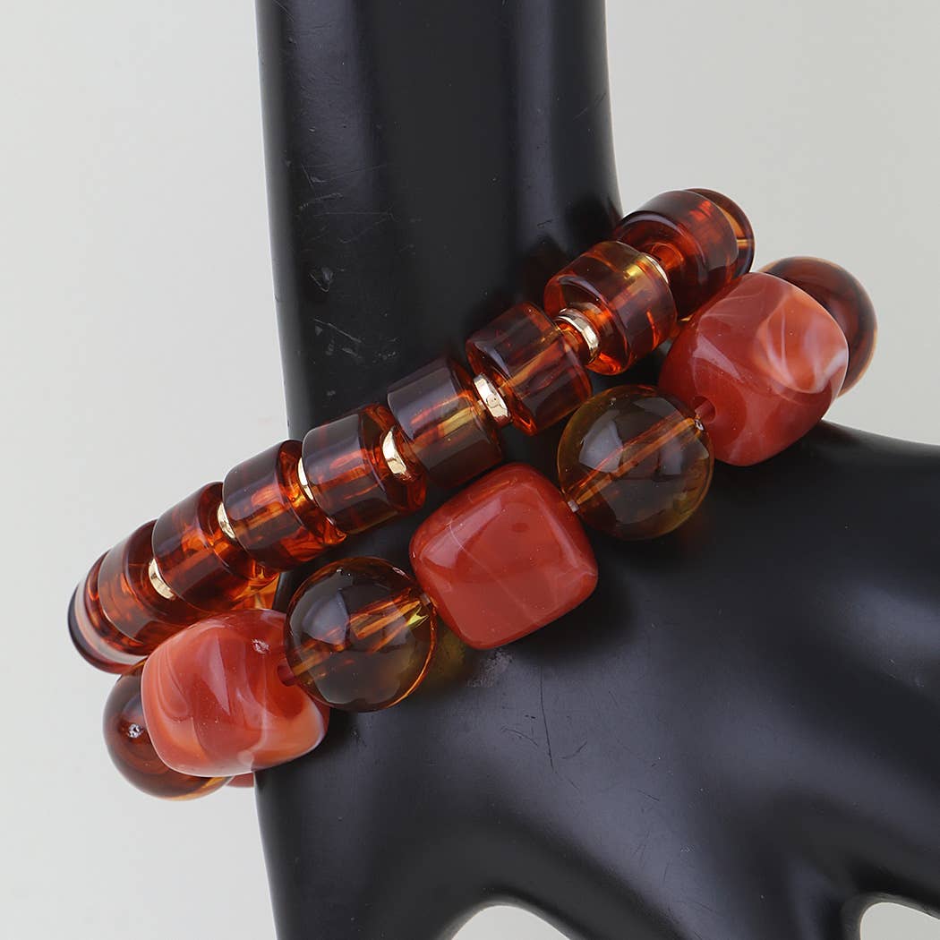 Double Marble Stone Beaded Bracelet: GR