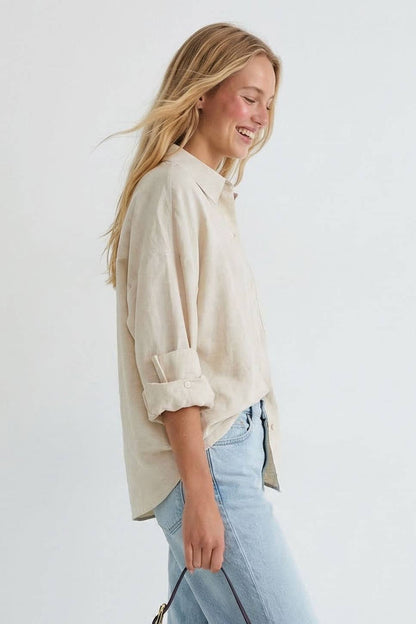 Sutton Linen Blend Rolled Sleeve Shirt: Linen