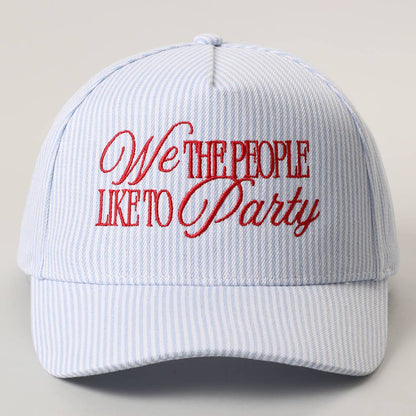 We The People Like To Party Embroidered Seersucker Hat: BLUE