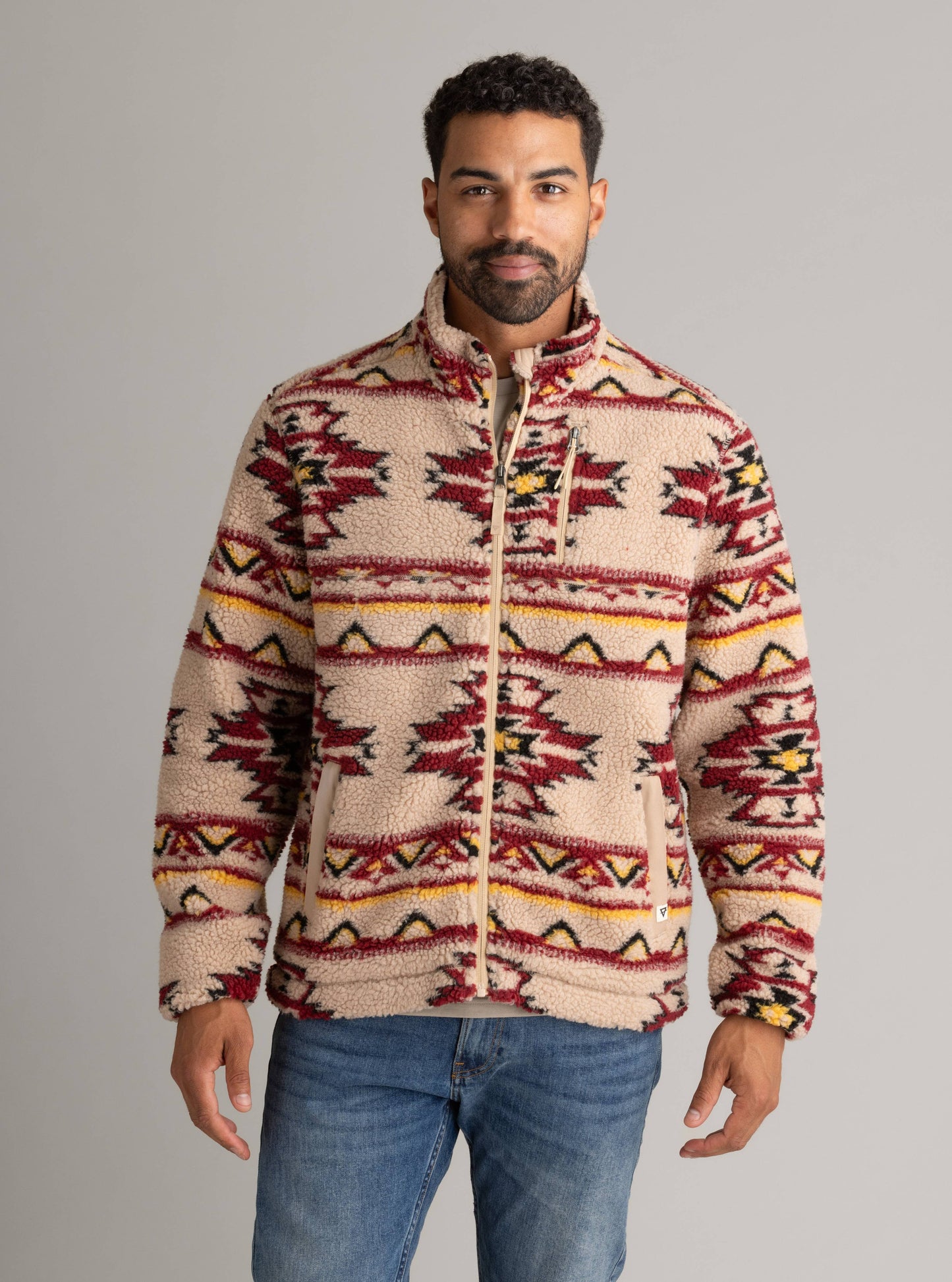 Men's Kismet Jersey Lined Printed Berber Jacket: Cuban Sand Kismet