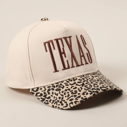 TEXAS Embroidery Leopard Two-Tone Trucker Hat: Leopard - Brown