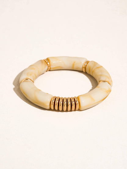 Cove 18K Gold Non-Tarnish Chunky Resin Bangle Set: Brown