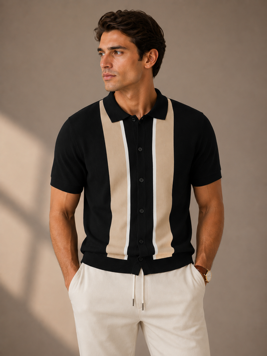 Everett Men's Textured Knit Button Down Shirt