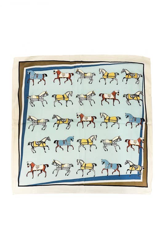 Square Multiple Horse Print Bandana Scarf NS506: Grey