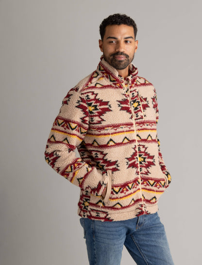 Men's Kismet Jersey Lined Printed Berber Jacket: Cuban Sand Kismet