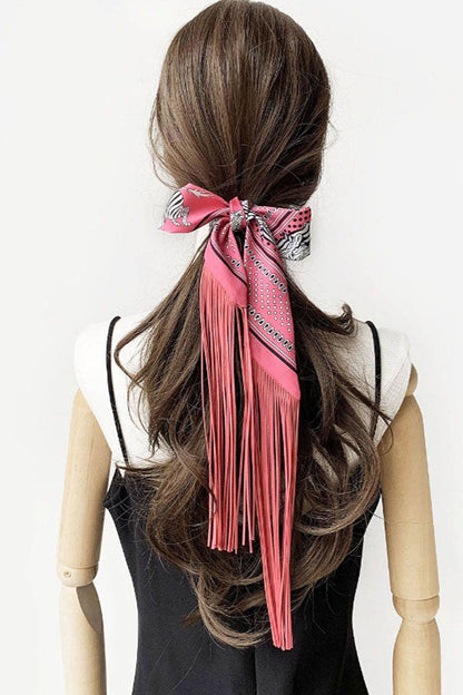 Printed Fringed Detail Scarf: 7 / One Size