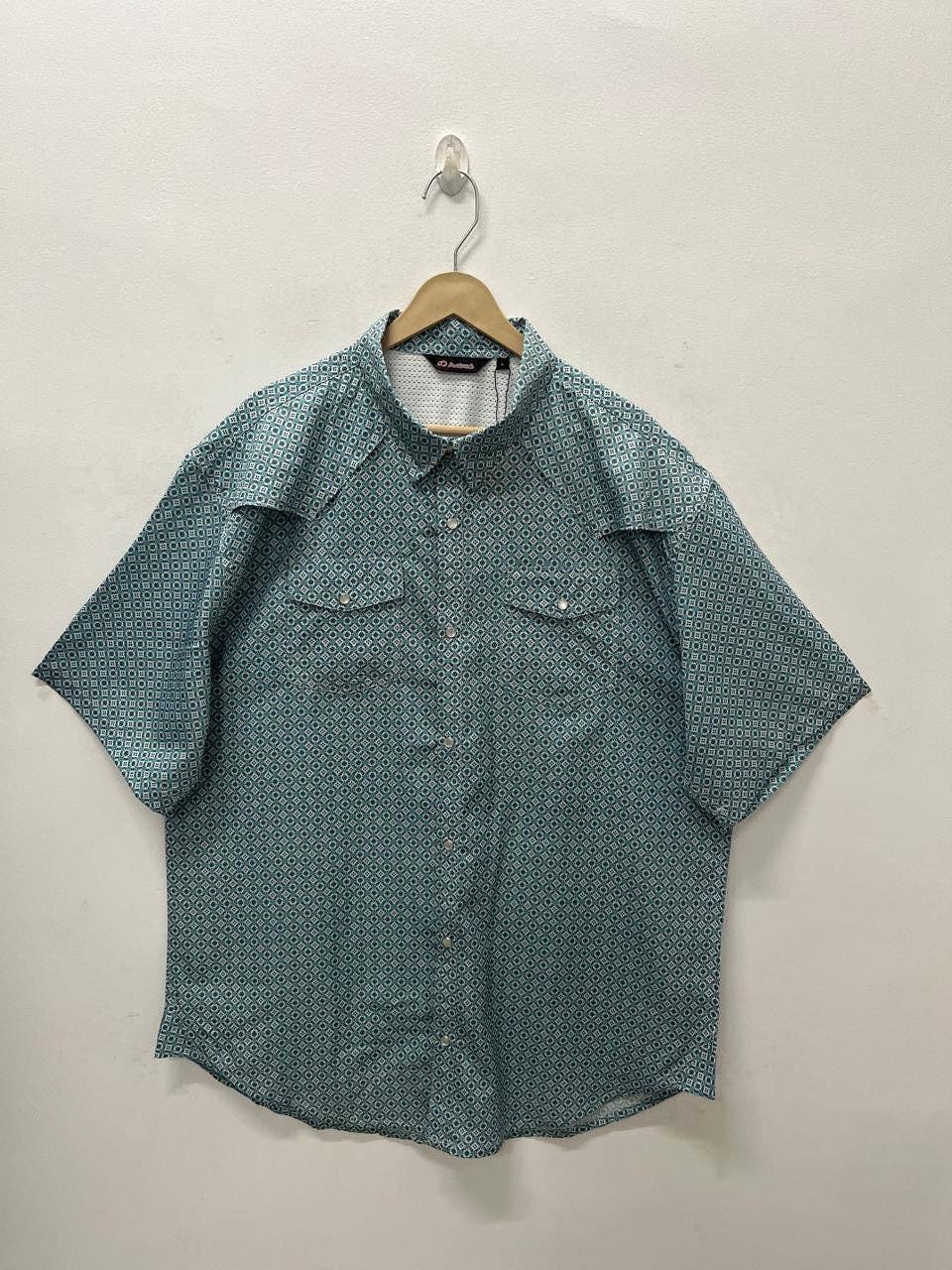 Teton Short-Sleeve Snap Shirt: Teal Geo